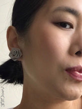 Load image into Gallery viewer, Silk ribbon and paper flower earrings