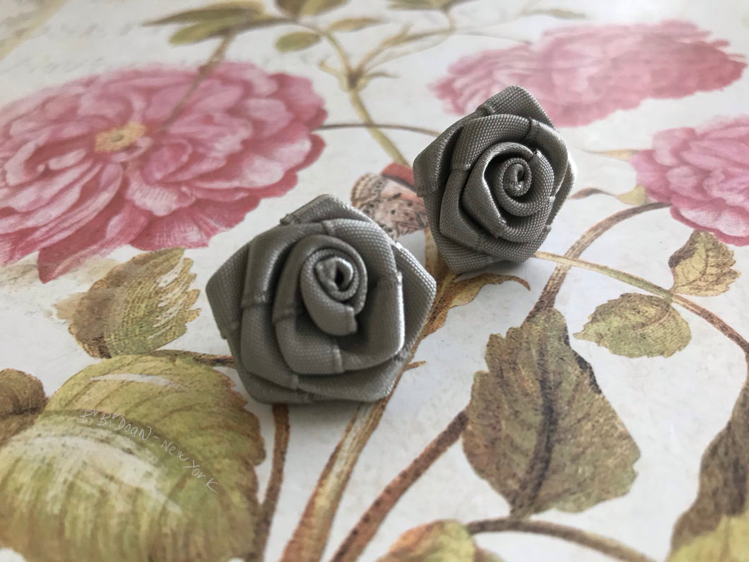 Silk ribbon and paper flower earrings