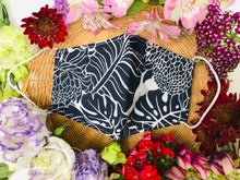 Load image into Gallery viewer, Italian Carbon Blue Jacquard Floral Mask