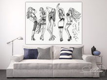 Load image into Gallery viewer, Prints &amp; canvas of 5 fashion action figures sketches by BiBiDoan