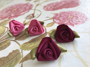 Silk ribbon and paper flower earrings