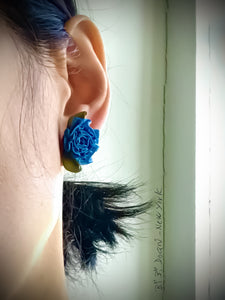 Silk ribbon and paper flower earrings