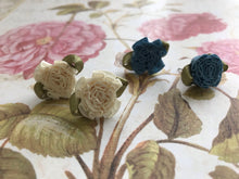 Load image into Gallery viewer, Silk ribbon and paper flower earrings