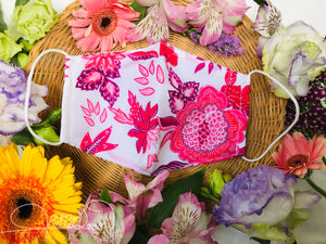 Pink Yarrow and Purple Jacobean Silk Mask