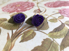 Load image into Gallery viewer, Silk ribbon and paper flower earrings