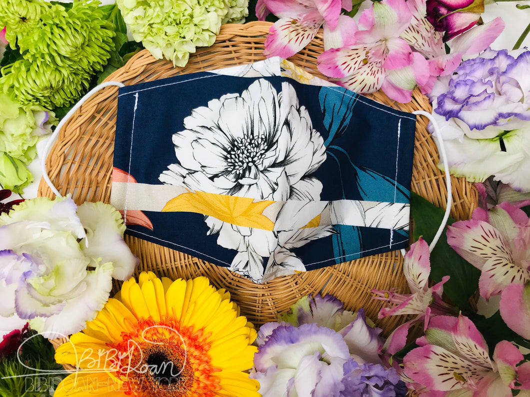 Love Of Rebellion Navy Floral & Stripe Mask