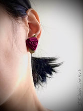 Load image into Gallery viewer, Silk ribbon and paper flower earrings