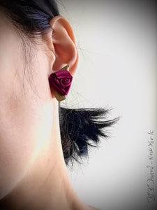 Silk ribbon and paper flower earrings