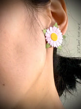 Load image into Gallery viewer, Silk ribbon and paper flower earrings