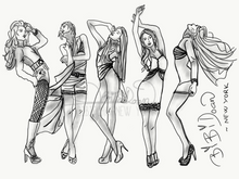 Load image into Gallery viewer, Prints &amp; canvas of 5 fashion action figures sketches by BiBiDoan
