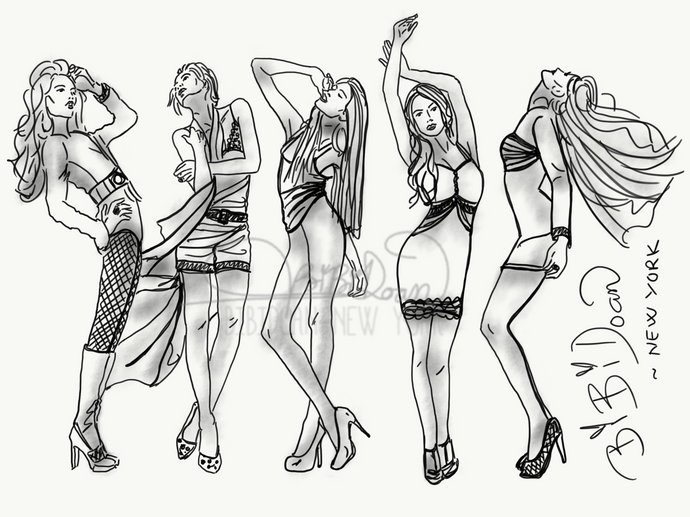 Prints & canvas of 5 fashion action figures sketches by BiBiDoan