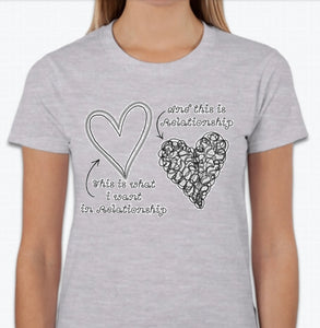 “This is what I want in relationship, and this is relationship” T-shirt